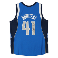 Dirk Nowitzki Autographed HOF Patch Dallas Mavericks Blue Nike Jersey Fanatics