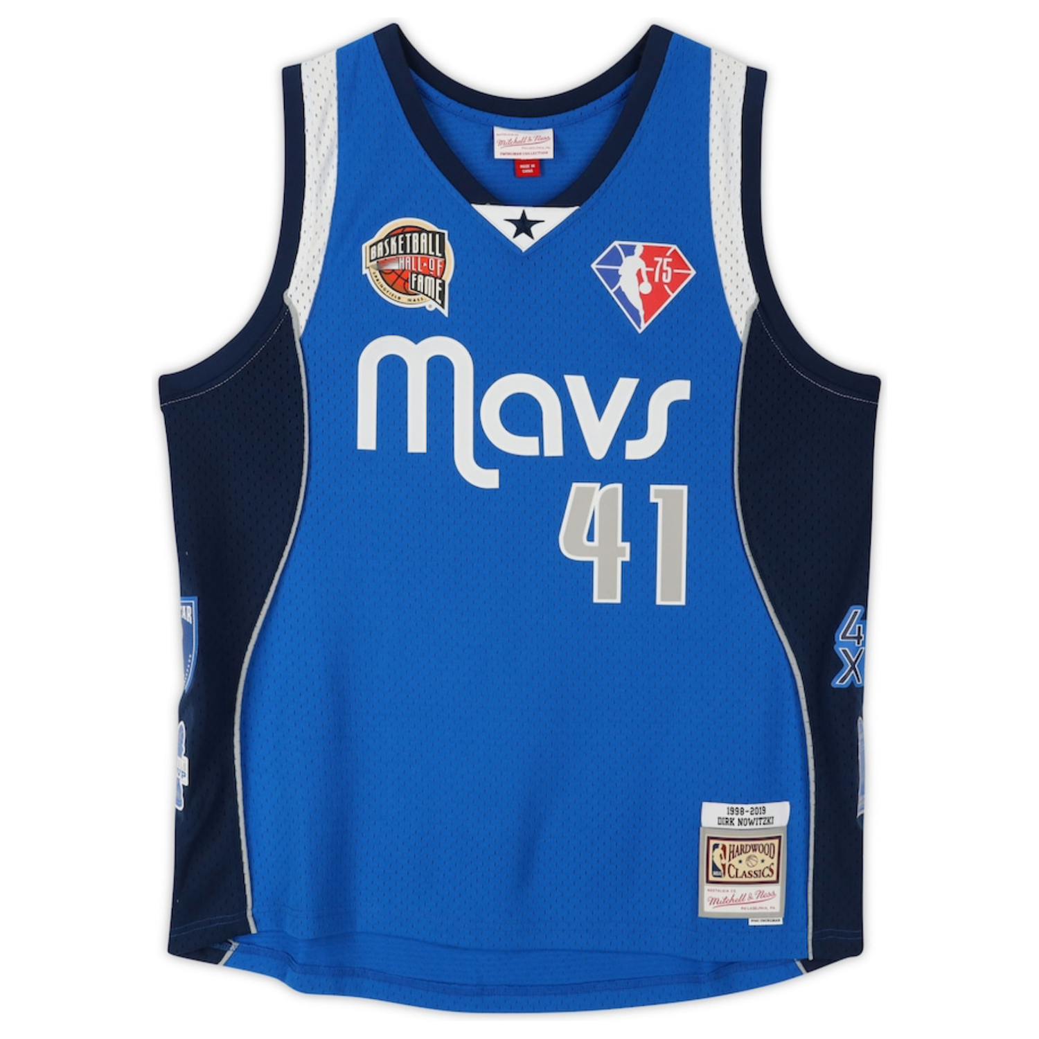 Dirk Nowitzki Autographed HOF Patch Dallas Mavericks Blue Nike Jersey Fanatics