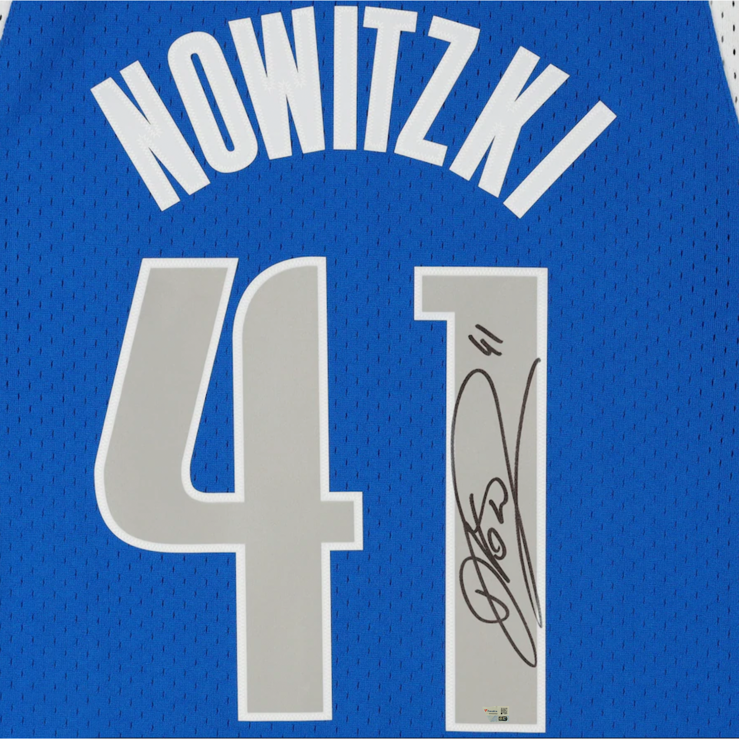 Dirk Nowitzki Autographed HOF Patch Dallas Mavericks Blue Nike Jersey Fanatics