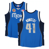 Dirk Nowitzki Autographed HOF Patch Dallas Mavericks Blue Nike Jersey Fanatics