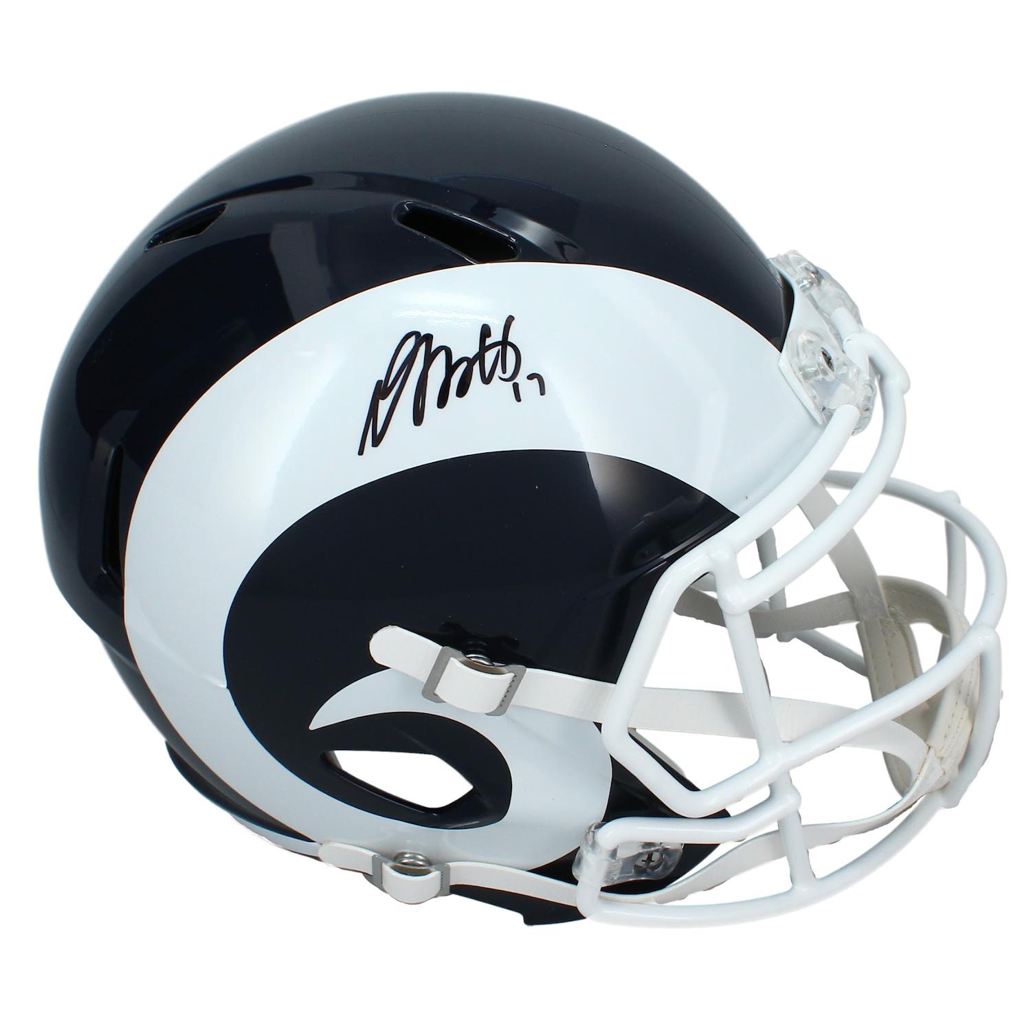 Davante Adams Autographed Rams 2017-19 Throwback Full Size Speed Helmet Beckett