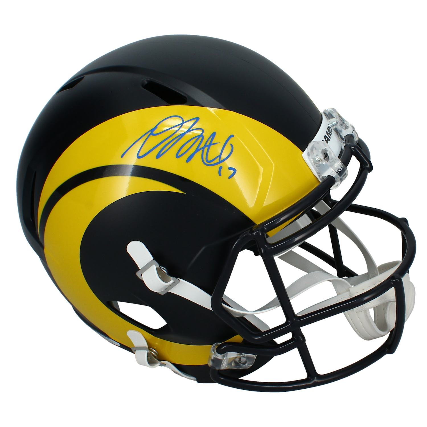 Davante Adams Autographed Rams Black Rivalries Full Size Speed Helmet Beckett