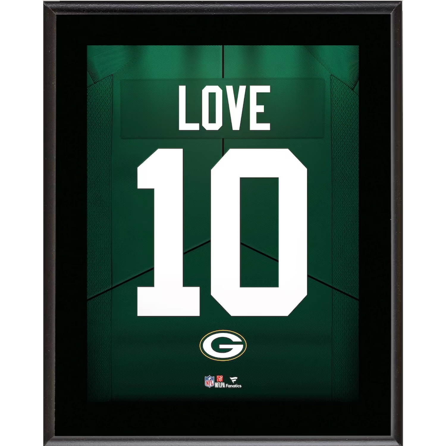 Jordan Love Packers 10.5" x 13" Jersey Style Number "10" Sublimated Plaque