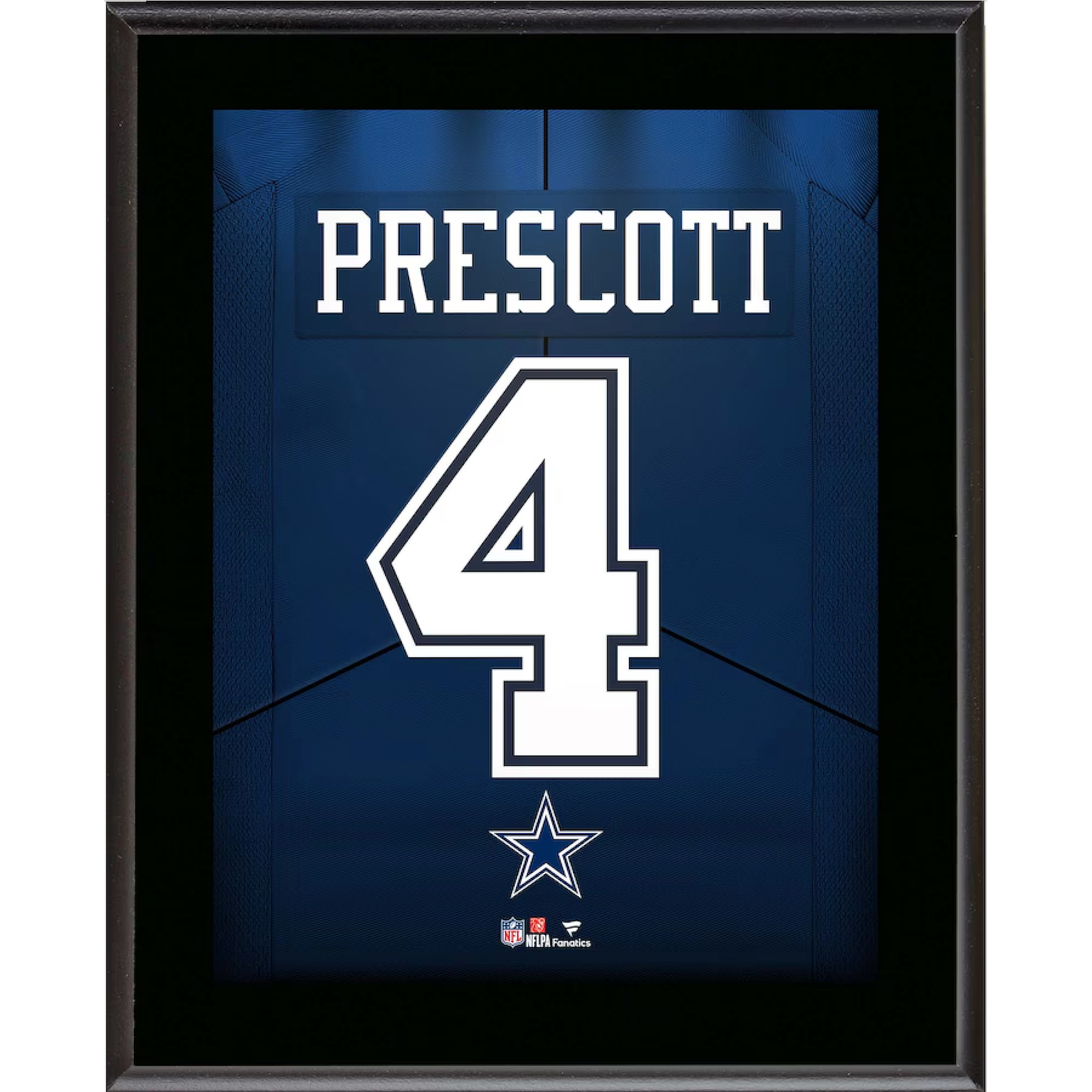 Dak Prescott Cowboys 10.5" x 13" Jersey Style Number "4" Sublimated Plaque