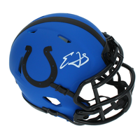 Edgerrin James Autographed Indianapolis Colts RAVE Mini Speed Helmet Beckett