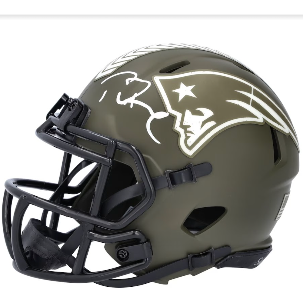TOM BRADY Autographed Patriots Salute to Service Mini Speed Helmet FANATICS