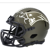 TOM BRADY Autographed Patriots Salute to Service Mini Speed Helmet FANATICS