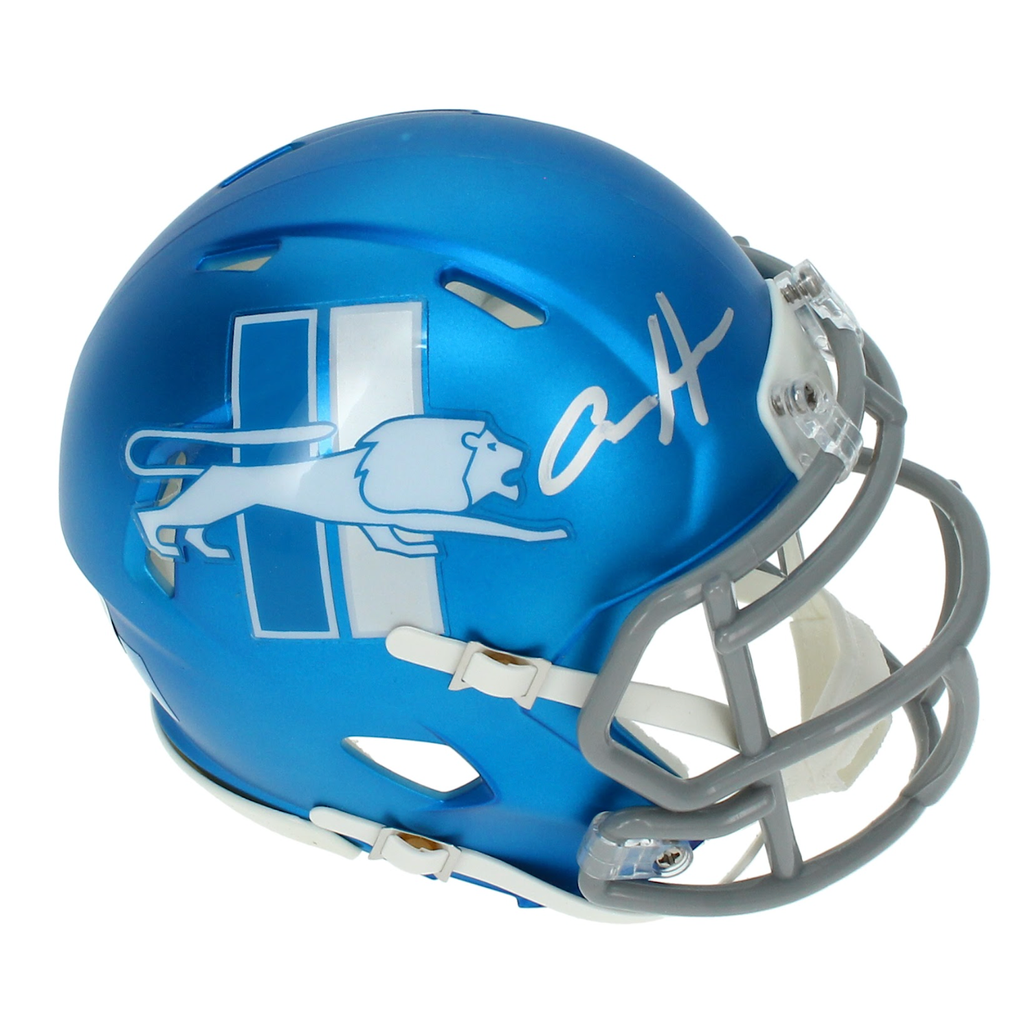 Aidan Hutchinson Autographed Detroit Lions Blue Alt Speed Mini Helmet Beckett
