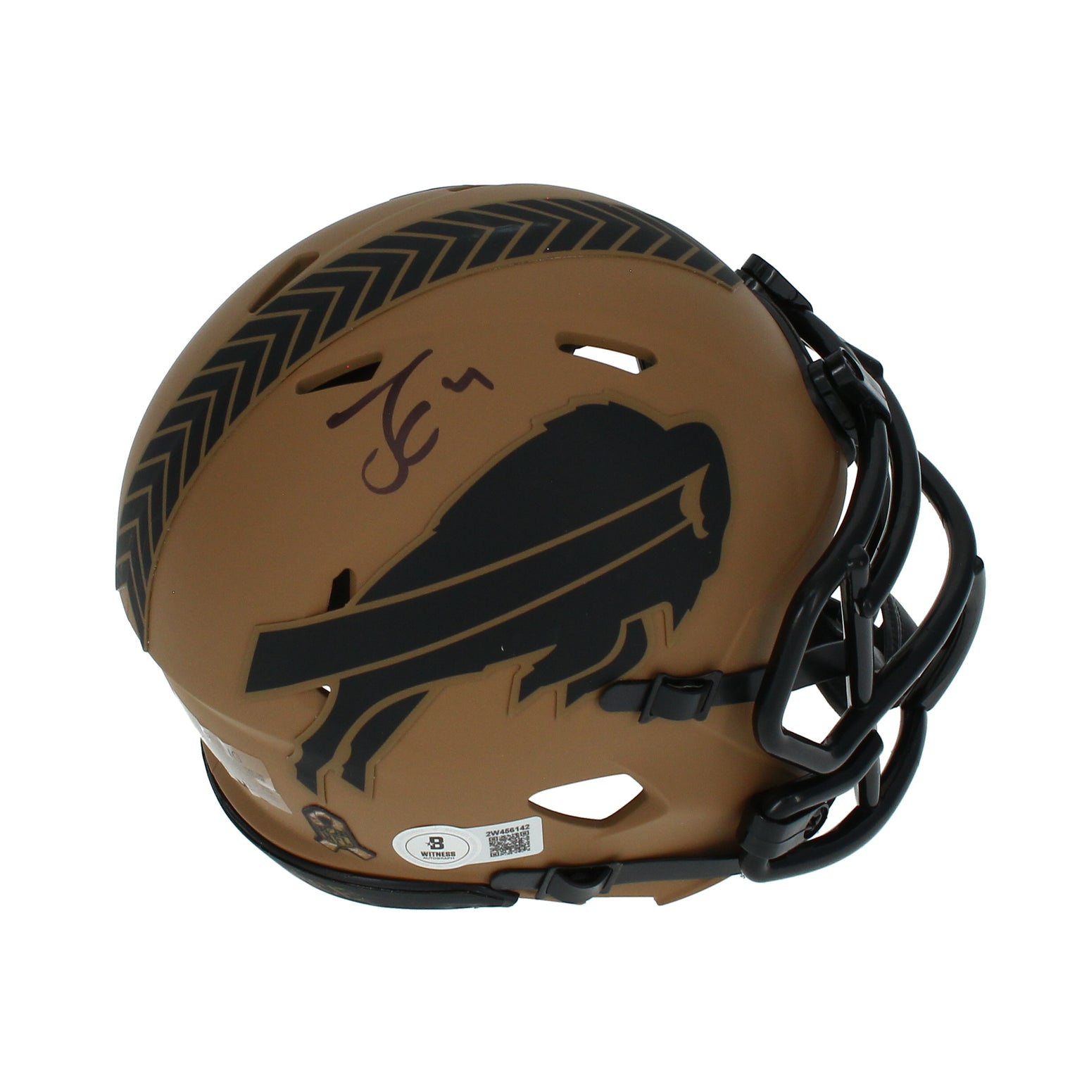 James Cook Autographed Buffalo Bills 2023 Salute to Service Speed Mini Helmet Beckett