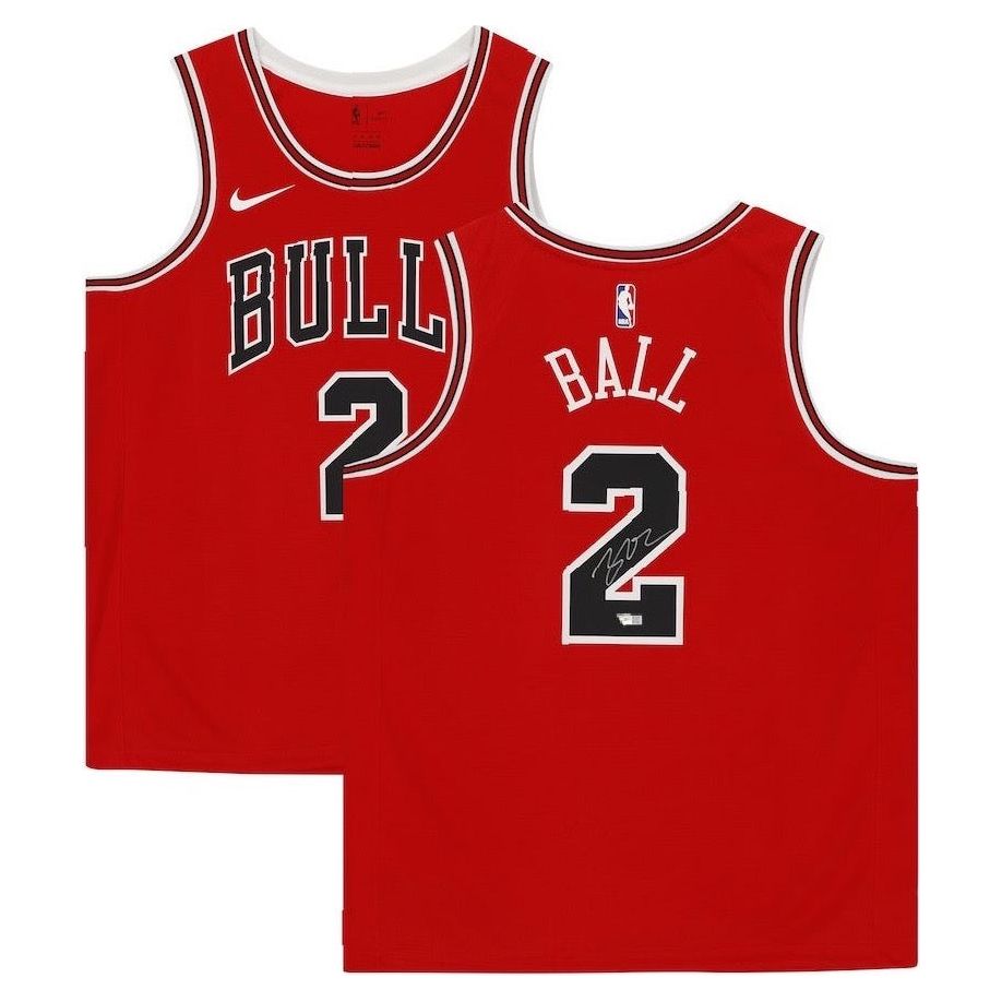 LONZO BALL Autographed Chicago Bulls Nike Red Jersey FANATICS