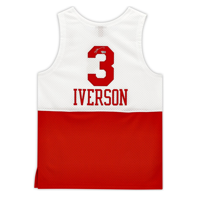 ALLEN IVERSON Autographed Philadelphia 76ers White / Red Jersey FANATICS