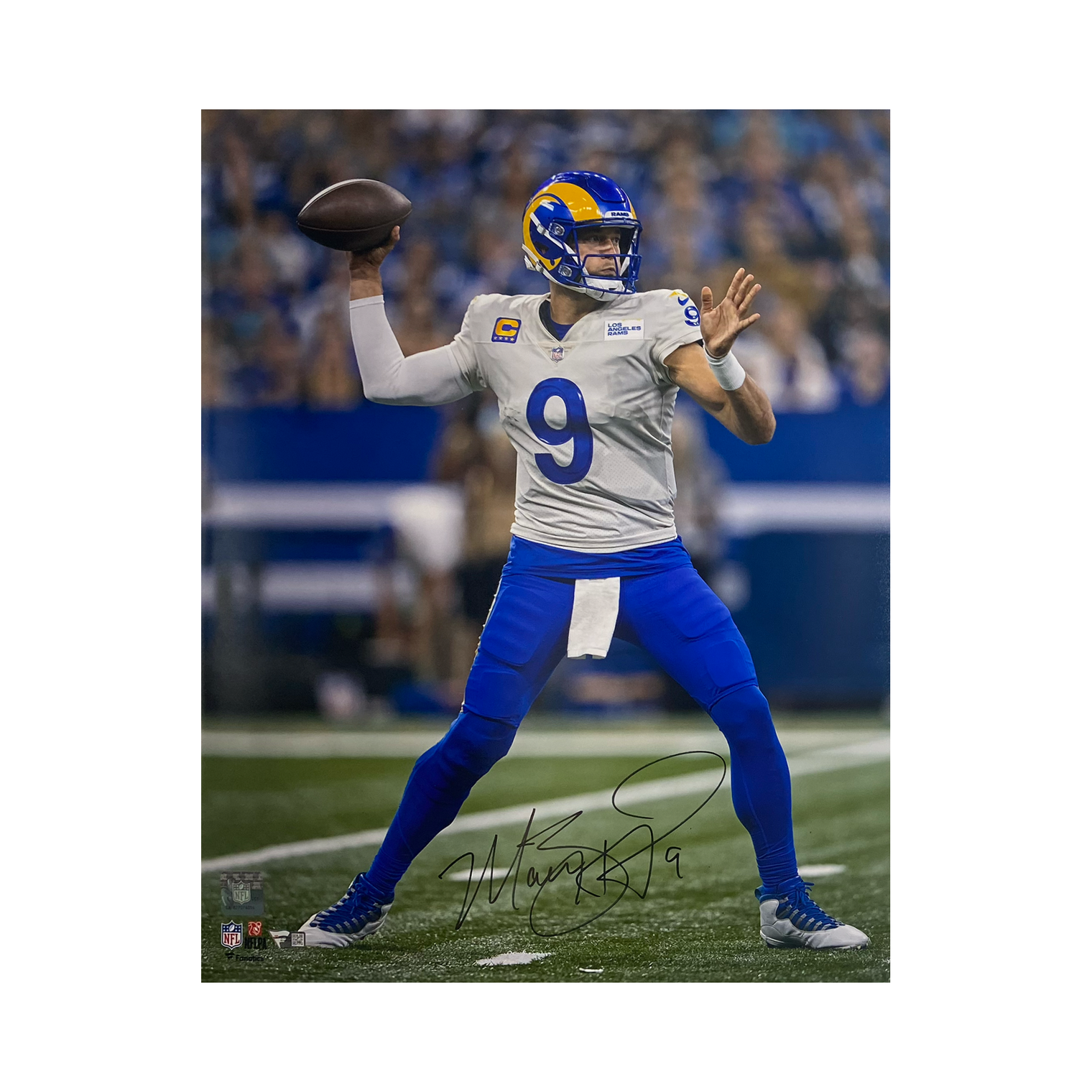 MATTHEW STAFFORD Autographed Los Angeles Rams 16" x 20" Passing Photo FANATICS