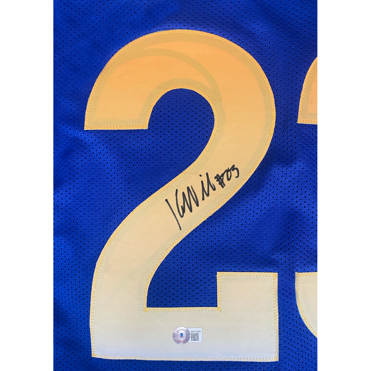 Kyren Williams of the Los Angeles Rams Autographed Custom Blue Jersey Beckett