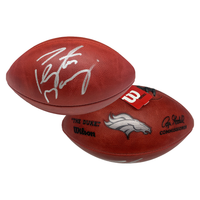 PEYTON MANNING Autographed Duke Metallic Broncos Logo Football FANATICS
