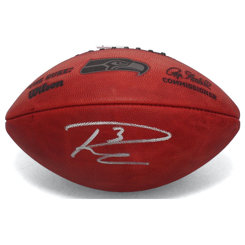 RUSSELL WILSON Autographed Seattle Seahawks Metallic Logo NFL Duke Football FANATICS