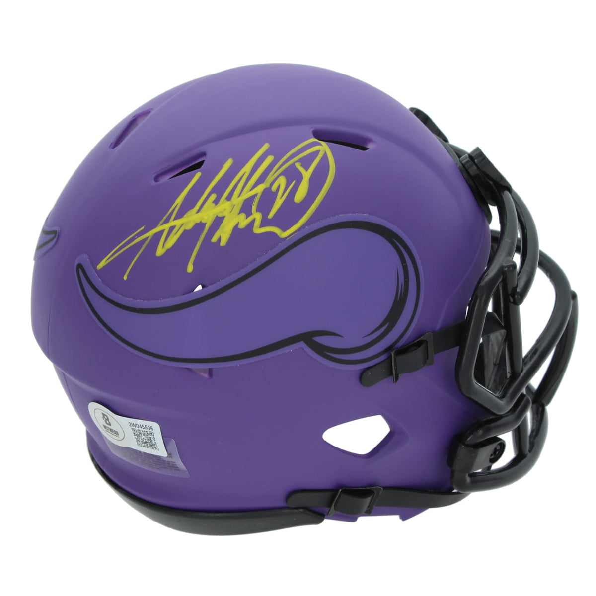 Adrian Peterson Autographed Minnesota Vikings RAVE Speed Mini Helmet Beckett