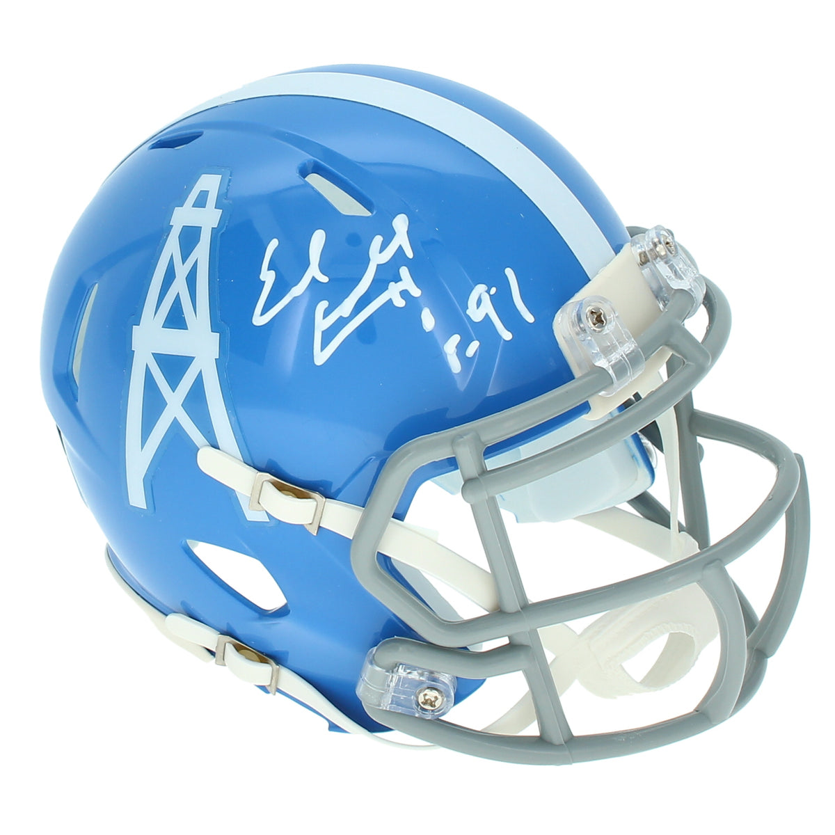 Earl Campbell Autographed/Inscribed "HOF '91" Houston Oilers 1960-62 Throwback Speed Mini Helmet Beckett