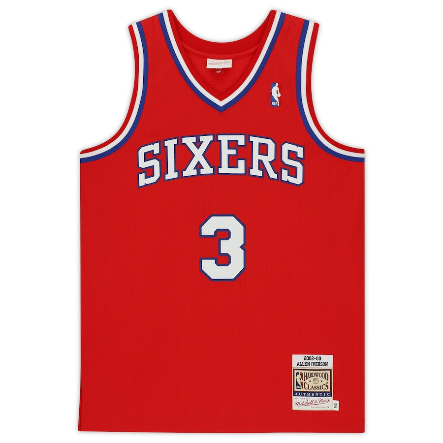 ALLEN IVERSON Autographed Philadelphia 76ers Authentic Red Jersey FANATICS