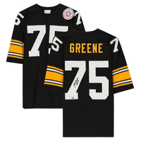 Joe Greene Autographed/Inscribed "HOF 87" Pittsburgh Steelers Mitchell & Ness Black Authentic Jersey Fanatics