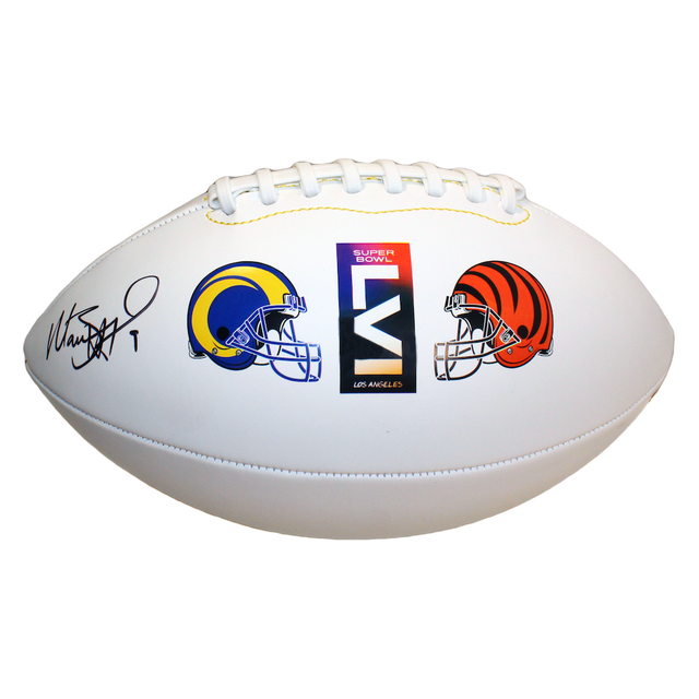 MATTHEW STAFFORD Autographed SB LVI Match-Up White Panel Football FANATICS
