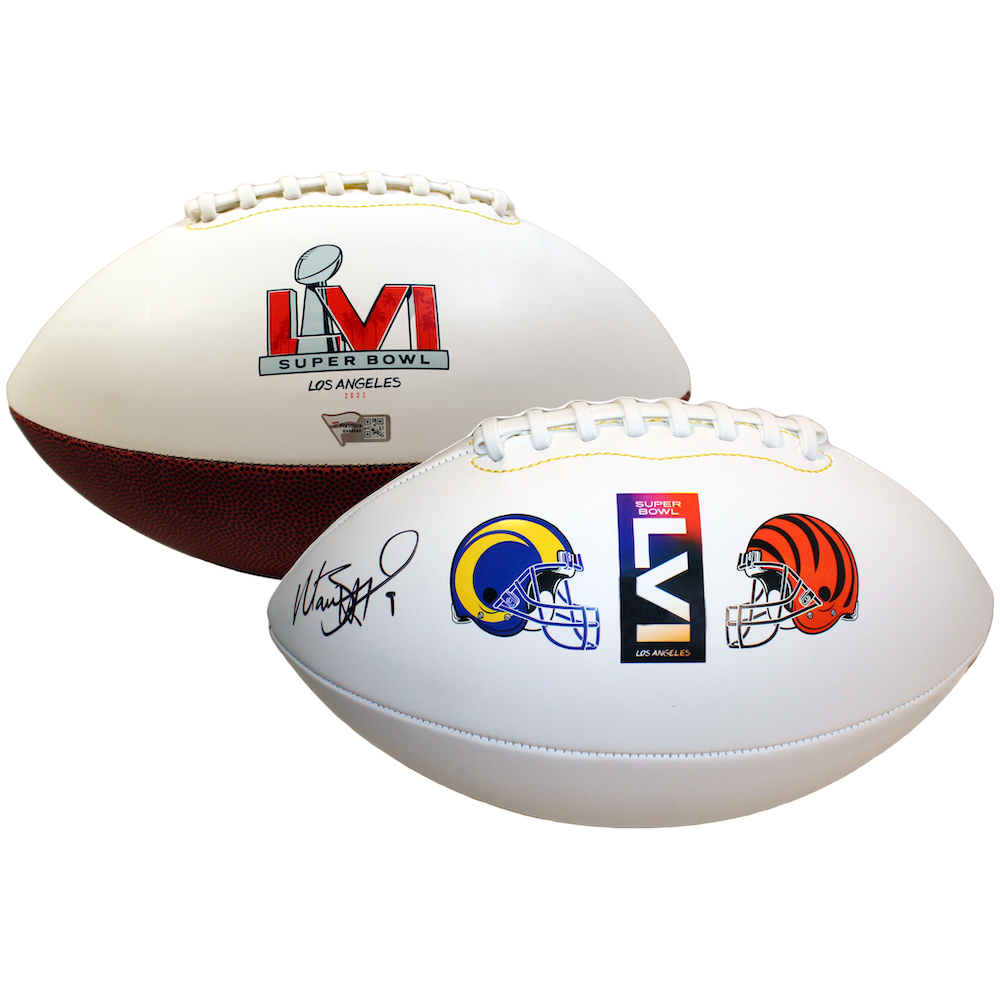 MATTHEW STAFFORD Autographed SB LVI Match-Up White Panel Football FANATICS