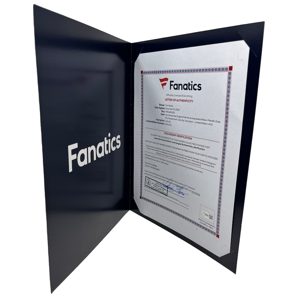 TOM BRADY Autographed "Let's Go" Metallic Patriots Logo Football FANATICS LE 12