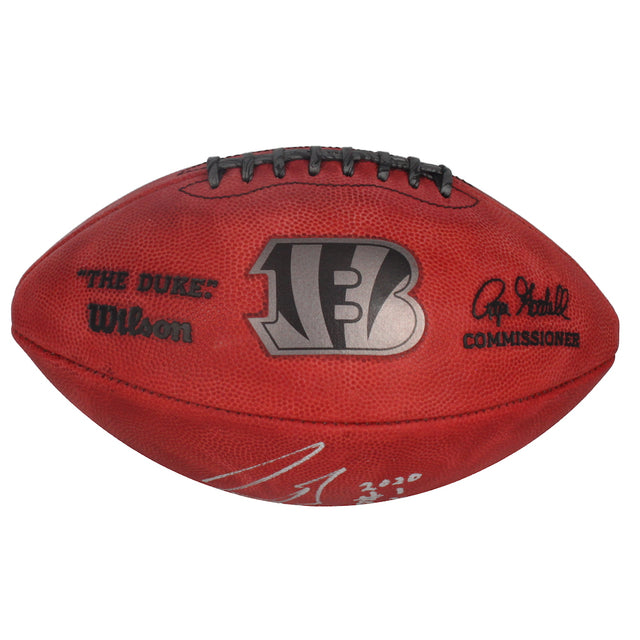 Joe Burrow Autographed Cincinnati Bengals "2020 #1 Pick" Duke Metallic Logo Football Fanatics LE 24