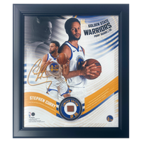 Stephen Curry Framed Warriors 15" x 17" Game Used Basketball Collage LE 50