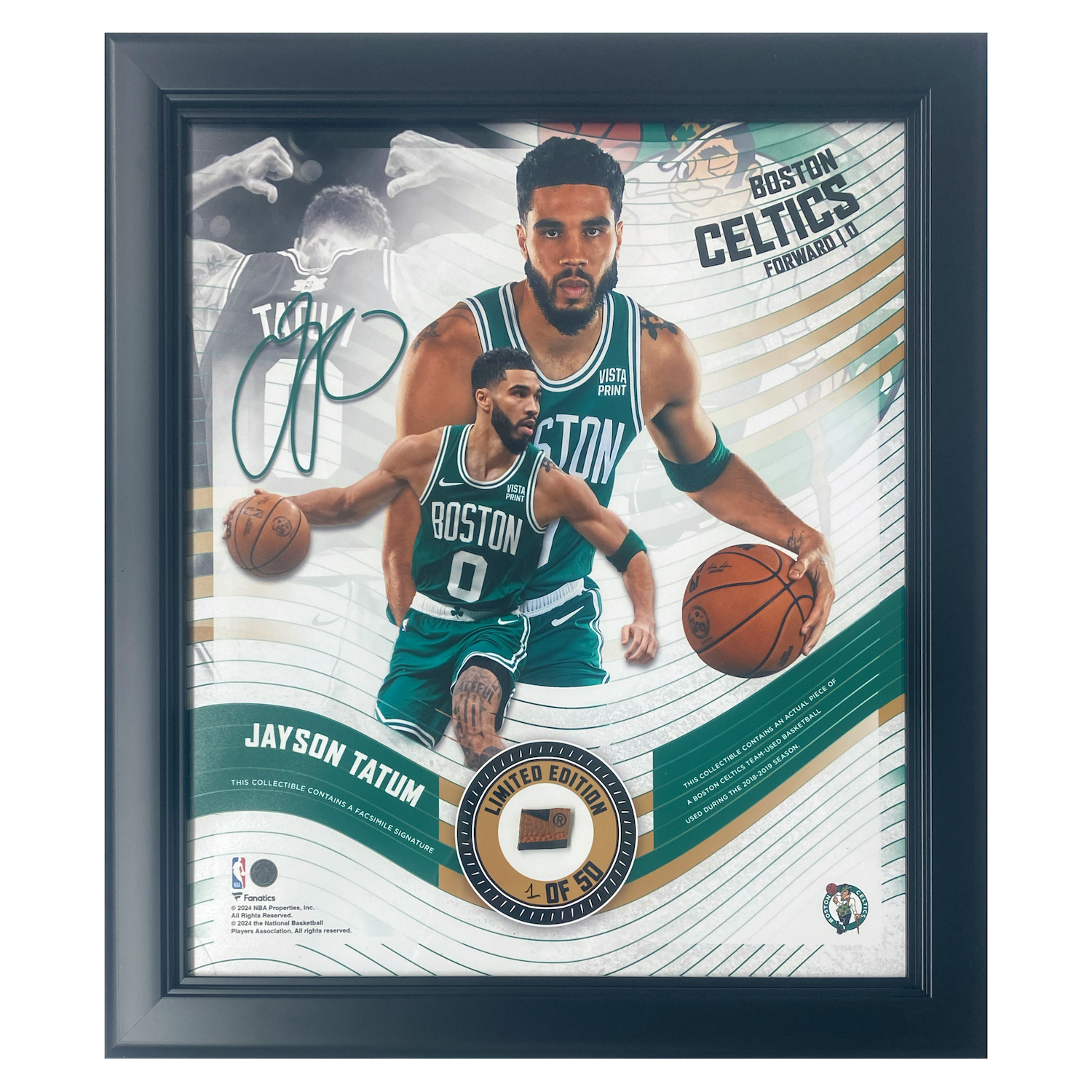 Jayson Tatum Boston Celtics Framed 15" x 17" Game Used Basketball Collage LE 1/50