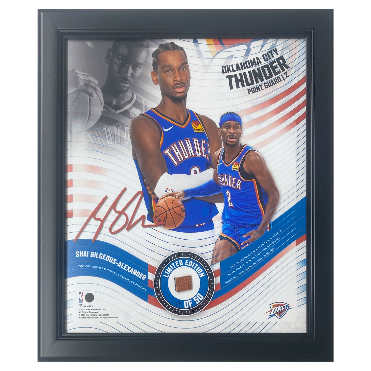 Shai Gilgeous-Alexander Oklahoma City Thunder Framed 15" x 17" Game Used Basketball Collage LE 50