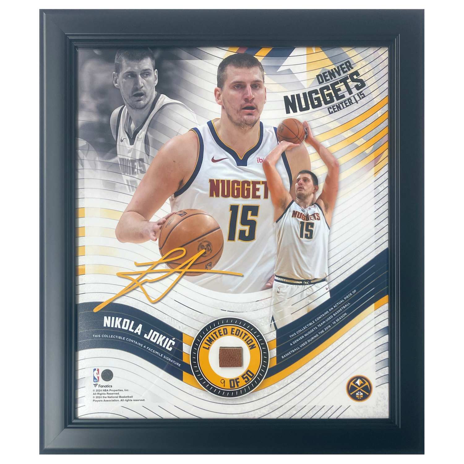 Nikola Jokic Framed Nuggets 15" x 17" Game Used Basketball Collage LE 50