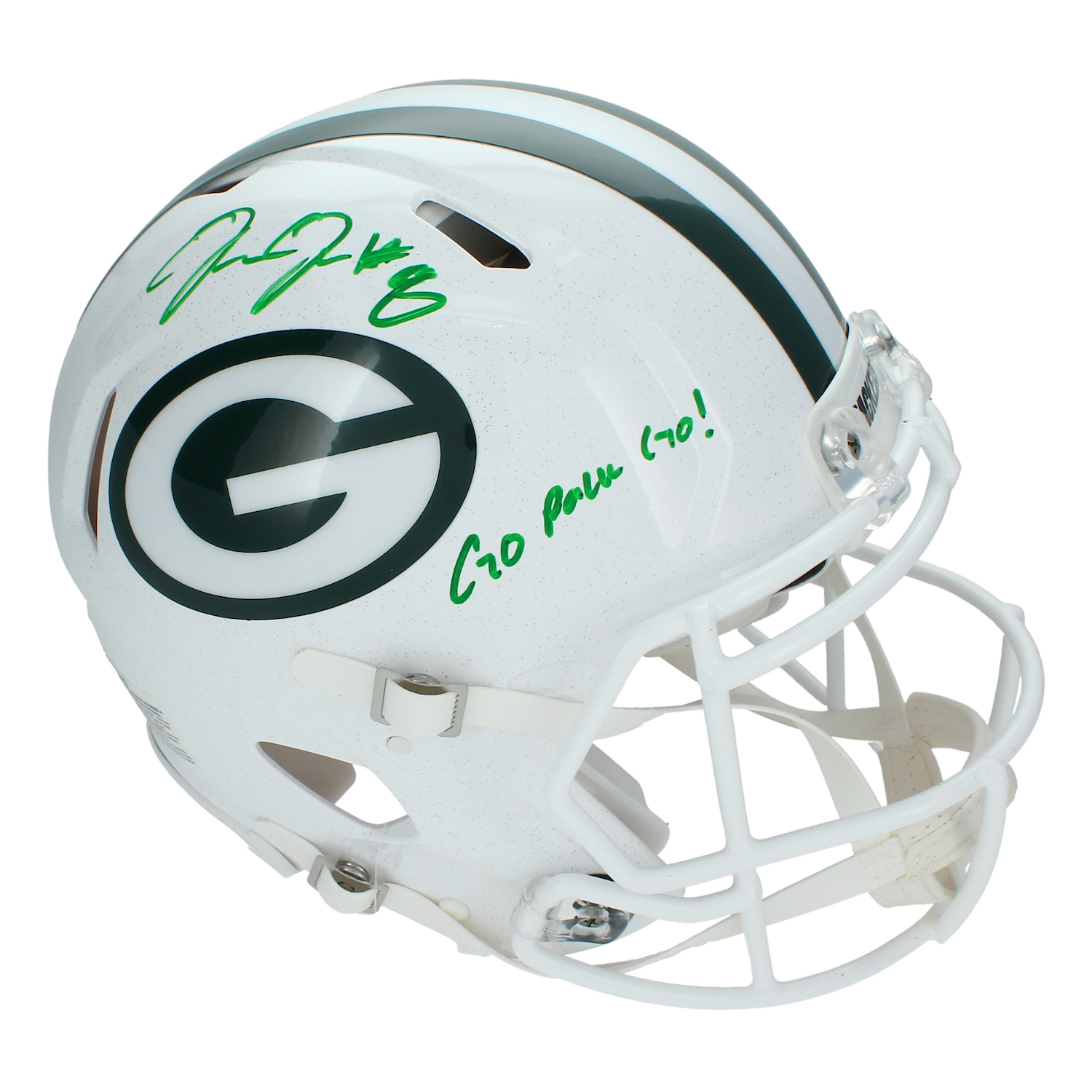 Josh Jacobs Autographed "Go Pack Go" Packers Authentic White Helmet Radtke