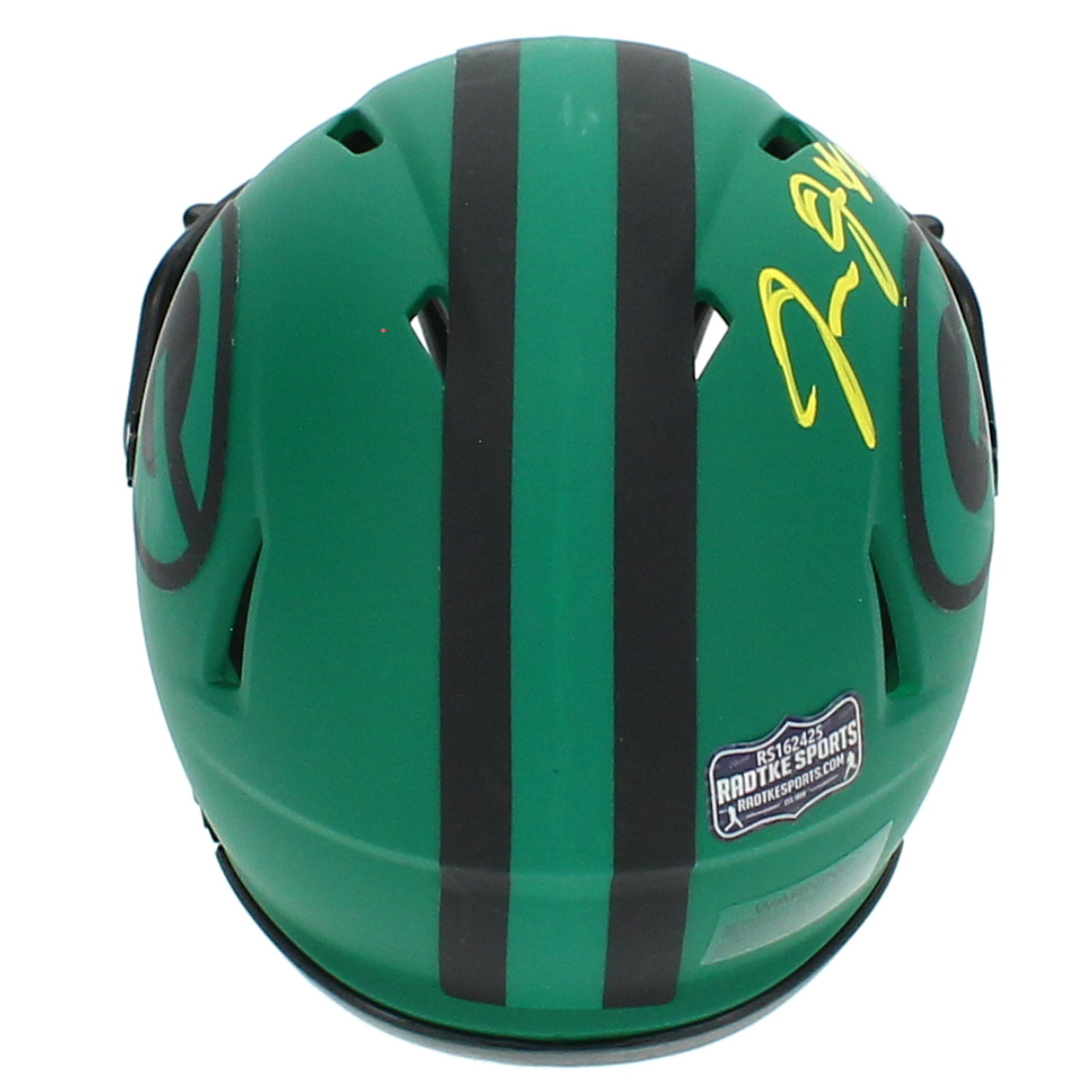 Josh Jacobs Autographed Green Bay Packers 'RAVE' Mini Helmet Radtke