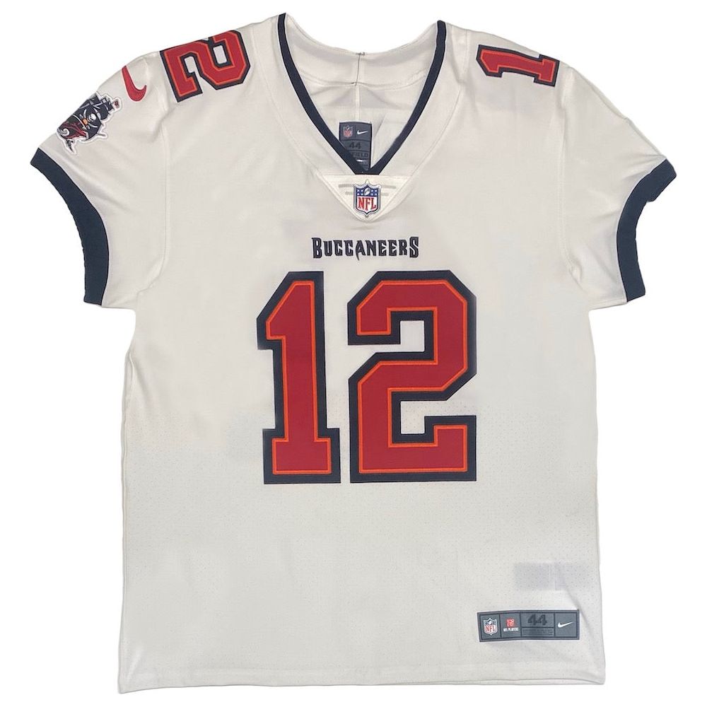 TOM BRADY Autographed "SB LV MVP" White Buccaneers Nike Elite Jersey FANATICS