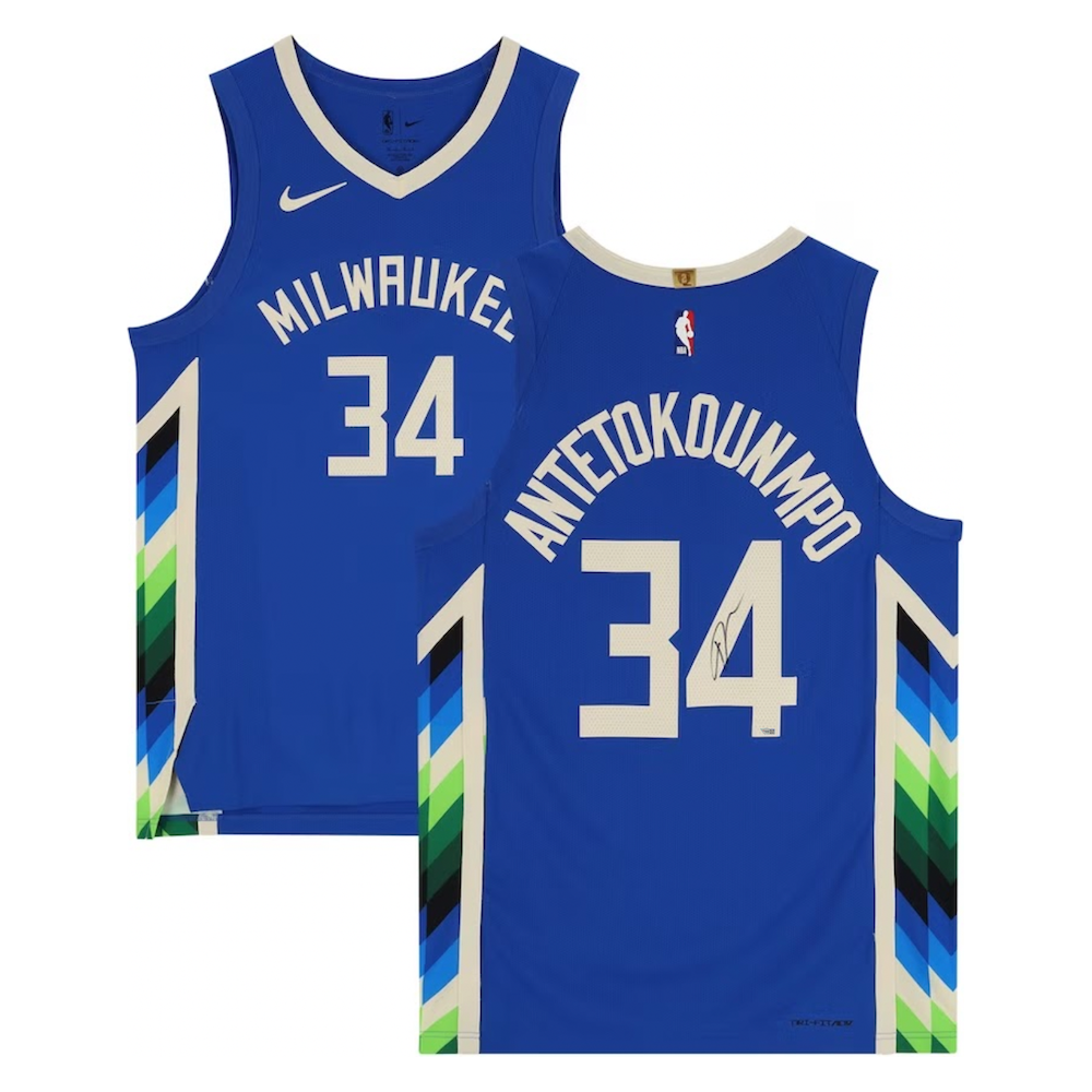 GIANNIS ANTETOKOUNMPO Milwaukee Bucks 22-23 Autographed City Edition Auth. Jersey FANATICS