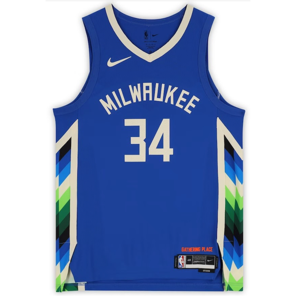 GIANNIS ANTETOKOUNMPO Milwaukee Bucks 22-23 Autographed City Edition Auth. Jersey FANATICS