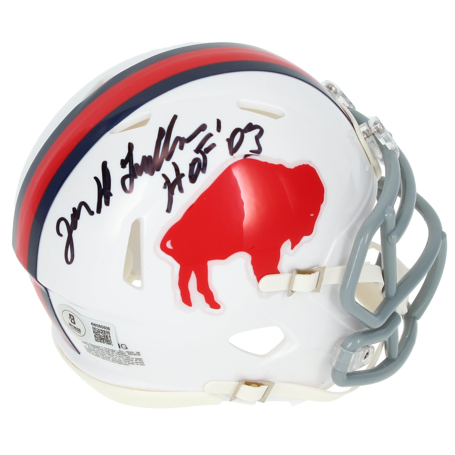 Joe DeLamielleure Autographed/Inscribed "HOF 03" Buffalo Bills 1965-73 Throwback Speed Mini Helmet Beckett