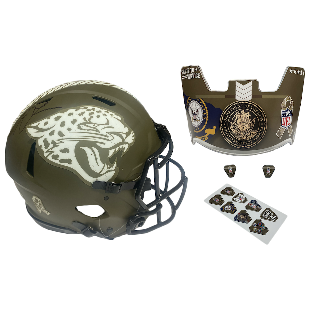 TREVOR LAWRENCE Autographed Jaguars Salute To Service - Navy Authentic Helmet FANATICS