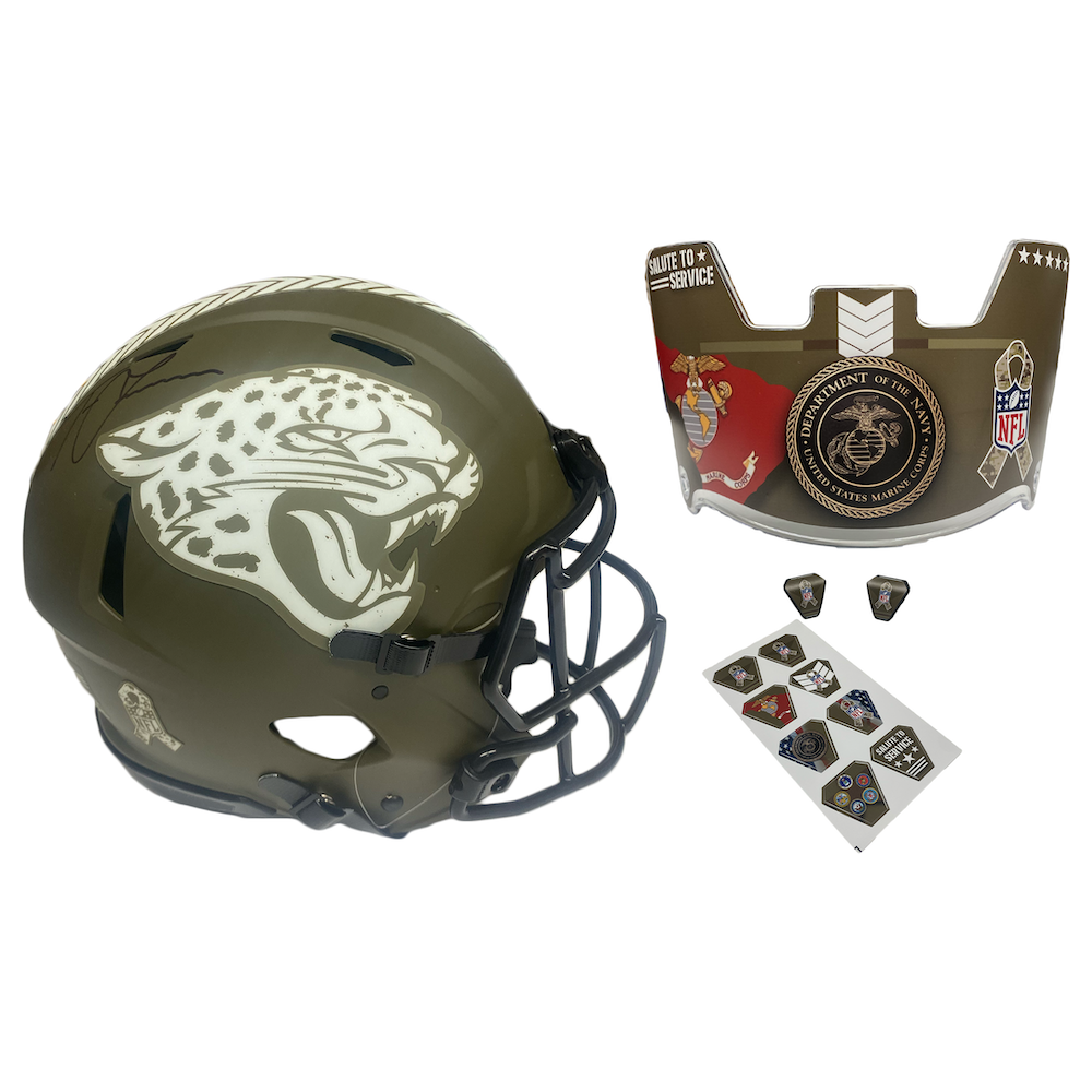 TREVOR LAWRENCE Autographed Jaguars Salute To Service Marines Authentic Helmet FANATICS