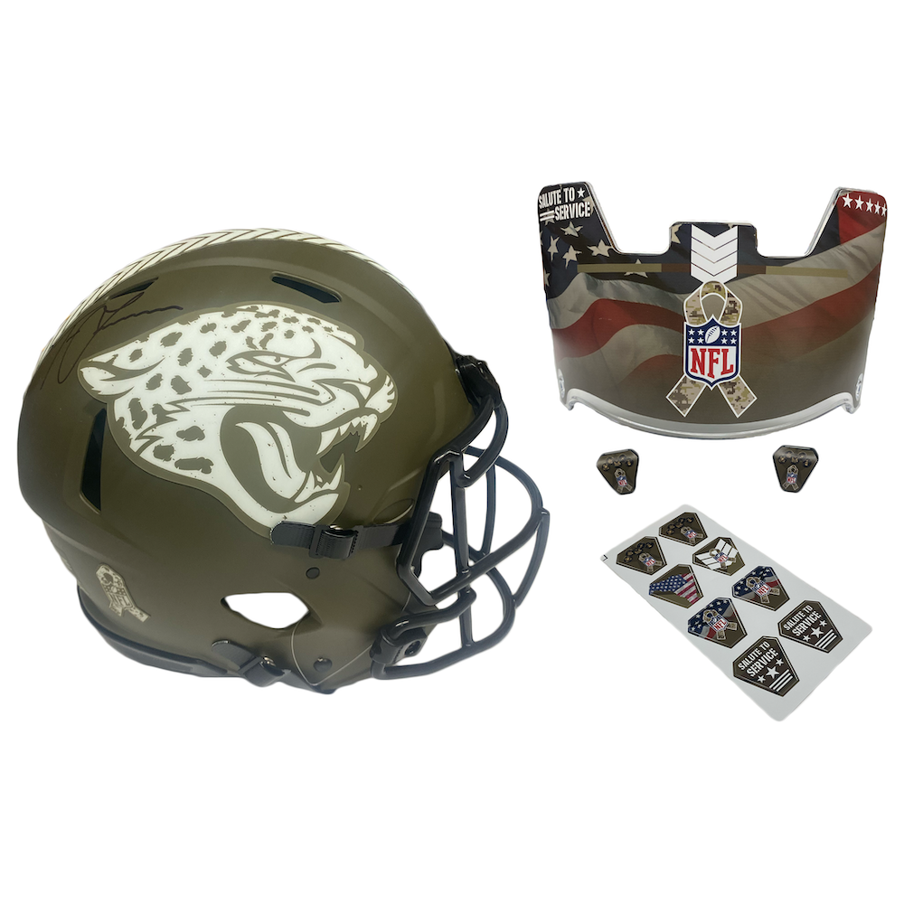 TREVOR LAWRENCE Autographed Jaguars STS Military Ribbon Visor Authentic Helmet FANATICS