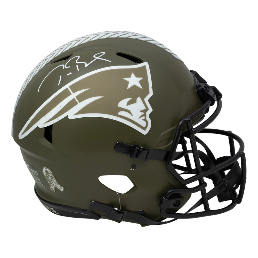 TOM BRADY Autographed Patriots Salute to Service Speed Authentic Helmet FANATICS