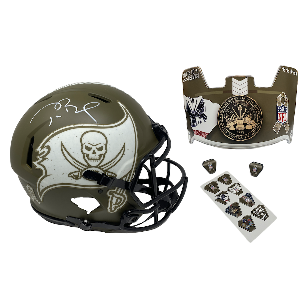 TOM BRADY Autographed Buccaneers STS Speed - Army - Authentic Helmet FANATICS