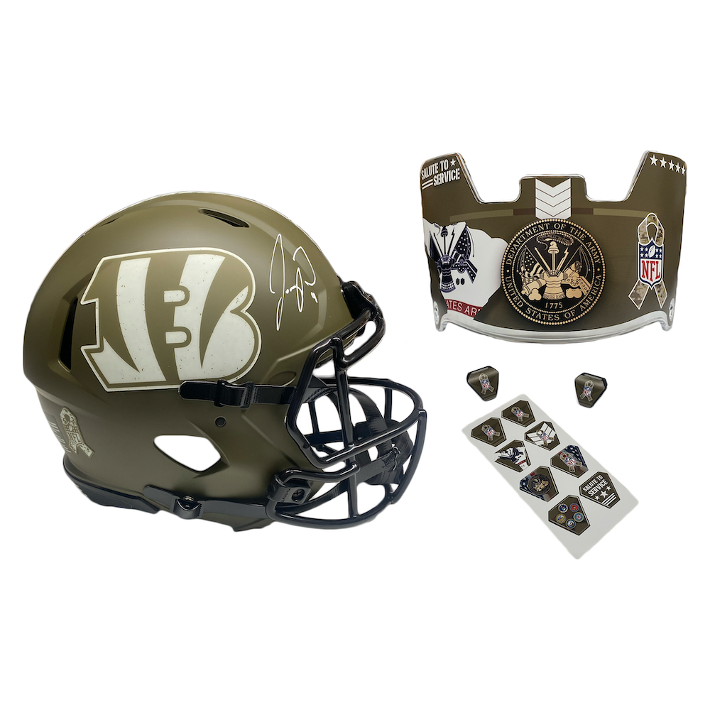 Joe Burrow Autographed Bengals STS - Army Ed. - Speed Authentic Helmet Fanatics
