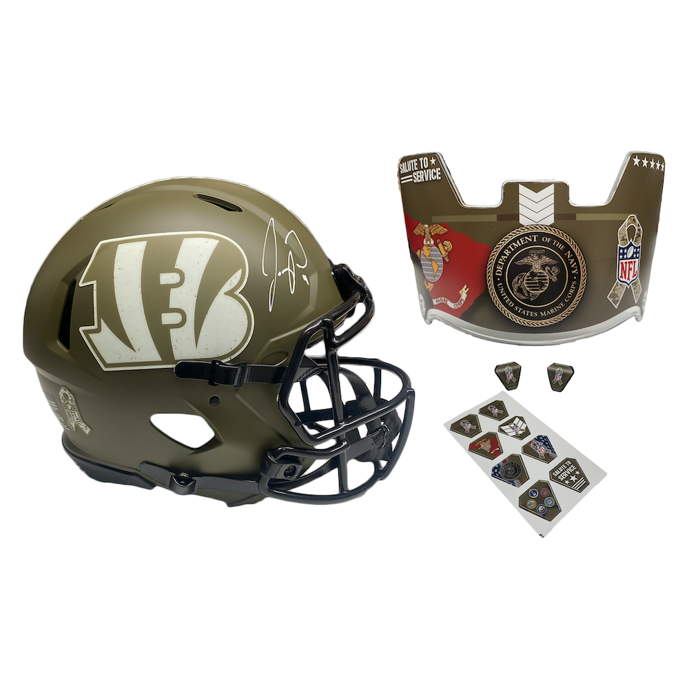 Joe Burrow Autographed Bengals STS Marines Ed. Speed Authentic Helmet Fanatics
