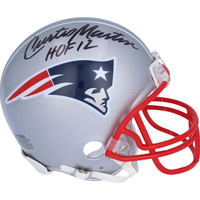 CURTIS MARTIN Autographed "HOF 12" New England Patriots Mini Helmet FANATICS