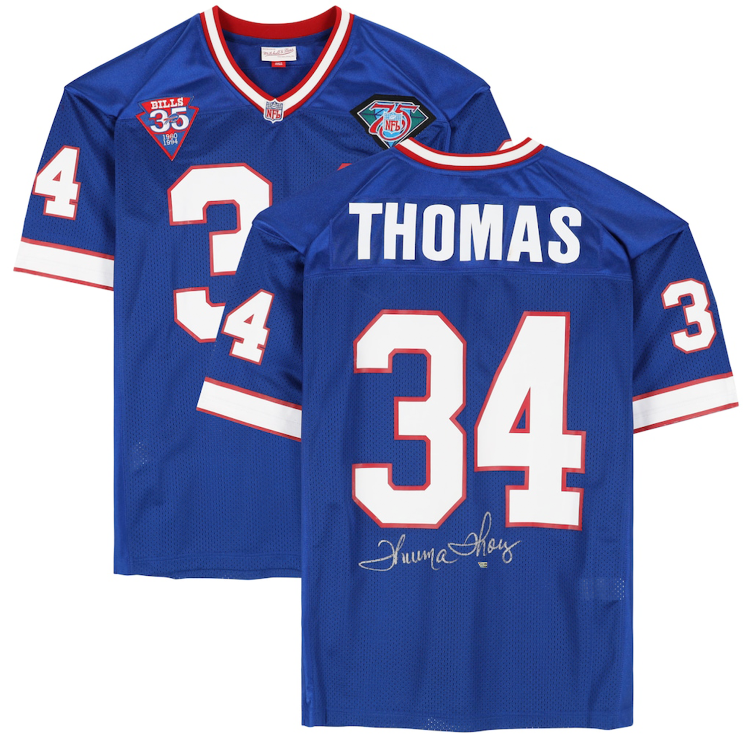 Thurman Thomas Autographed Buffalo Bills M&N Authentic Jersey Fanatics