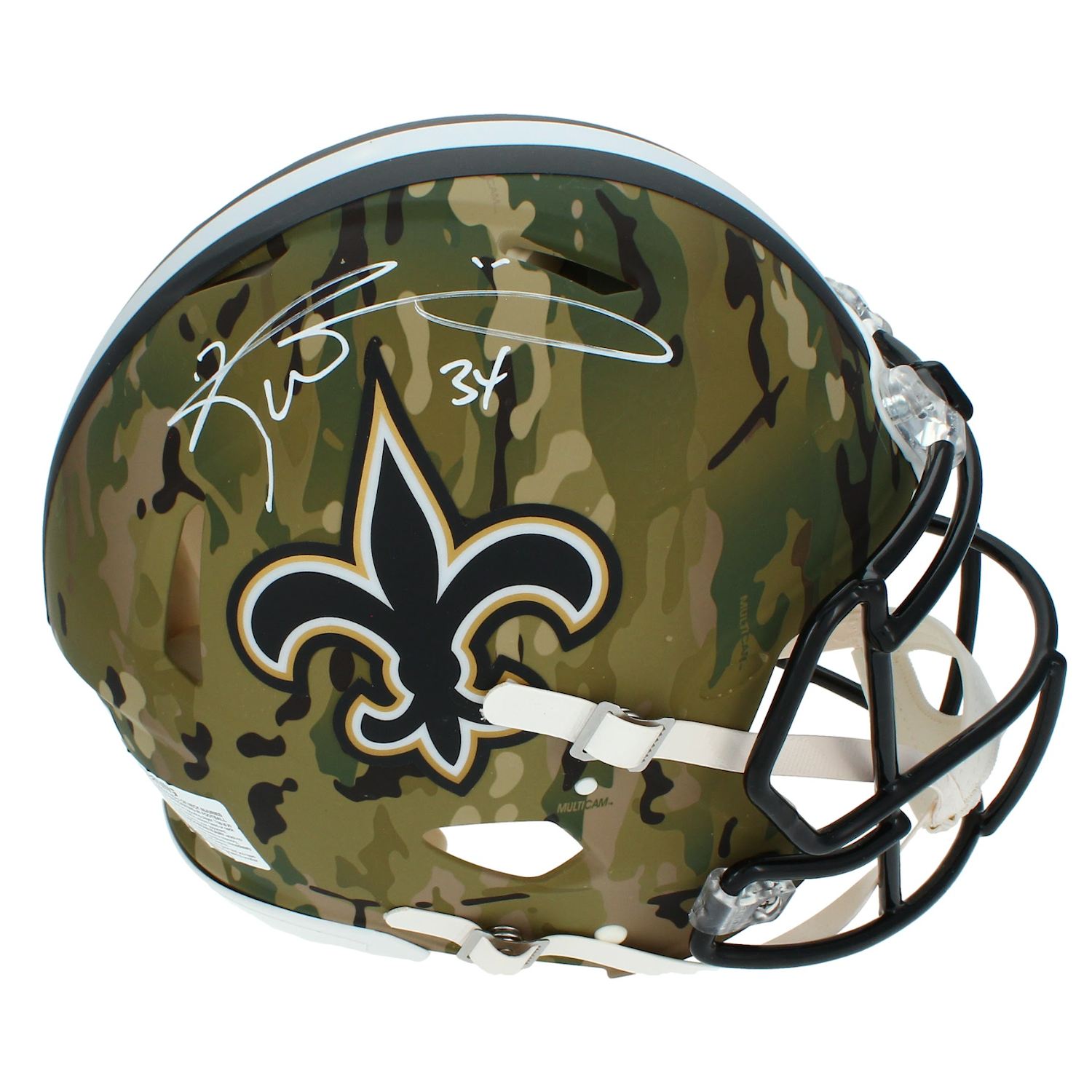 Ricky Williams Autographed New Orleans Saints Camo Authentic Speed Helmet Beckett