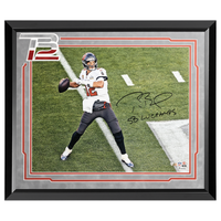 TOM BRADY Signed "SB LV Champs" Framed SB Action 16" x 20" Photograph FANATICS