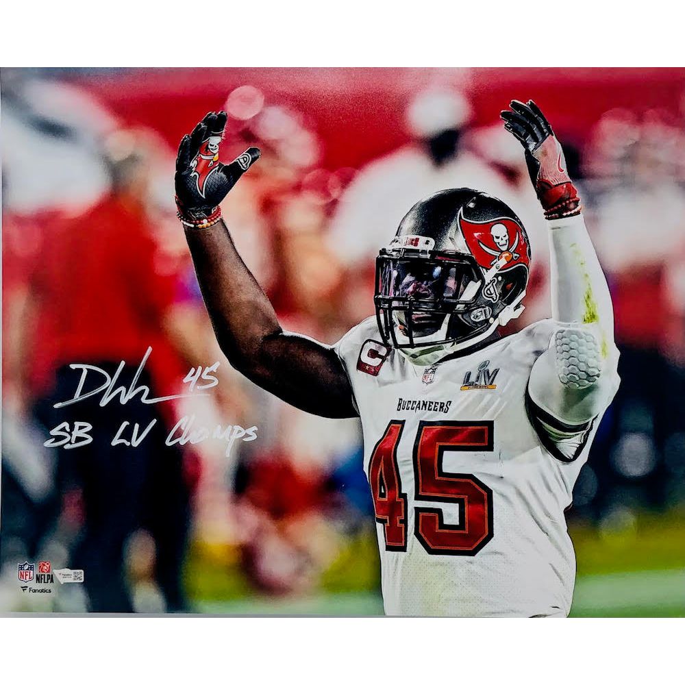 DEVIN WHITE Autographed/Inscribed "SB LV Champs" Tampa Bay Buccaneers Super Bowl LV 16" x 20" Photo FANATICS