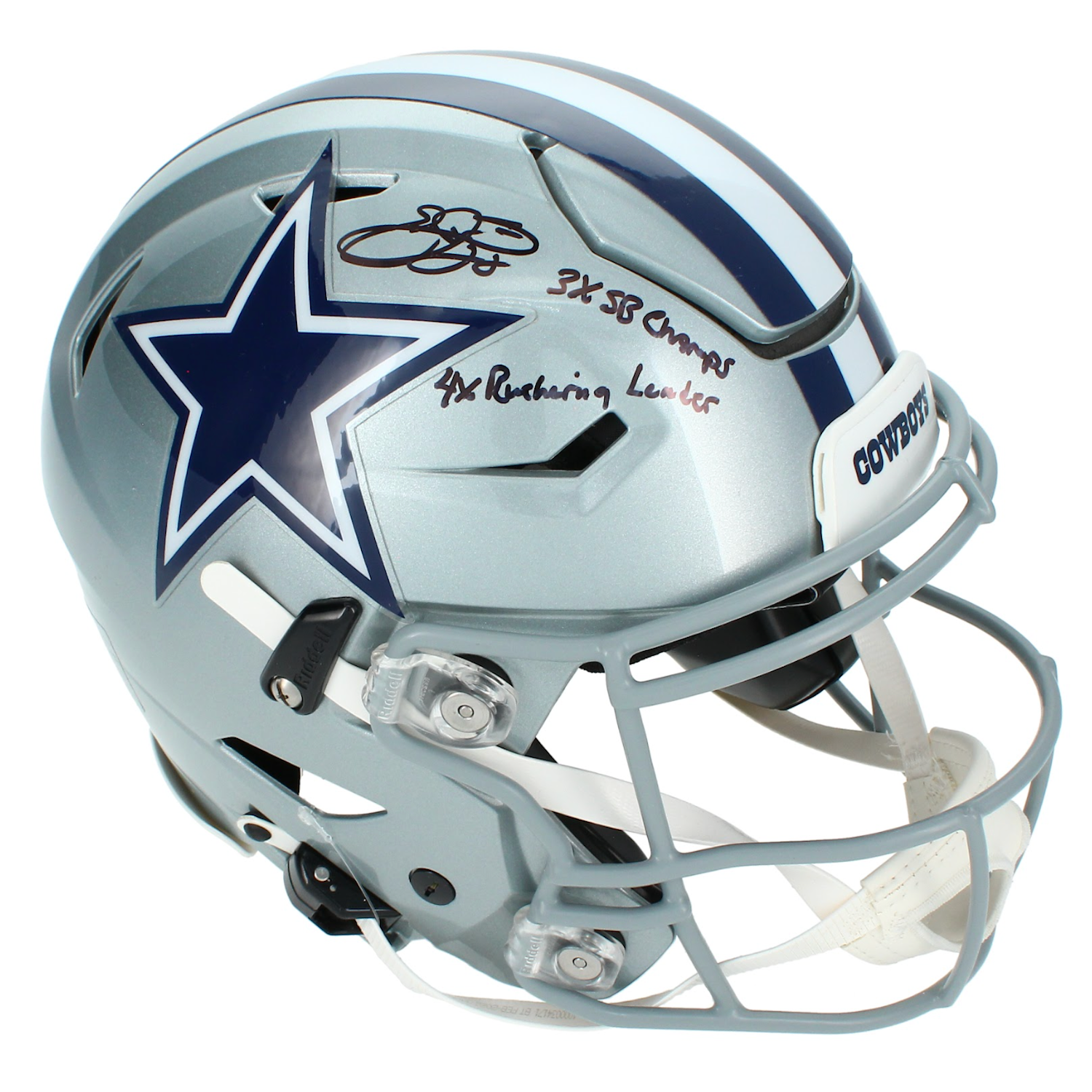 Emmitt Smith Autographed Dual Inscribed Dallas Cowboys SpeedFlex Helmet Beckett